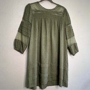 Umgee boho dress w/romantic details, smocked & appliquéd bodice, Sz S. Preowned